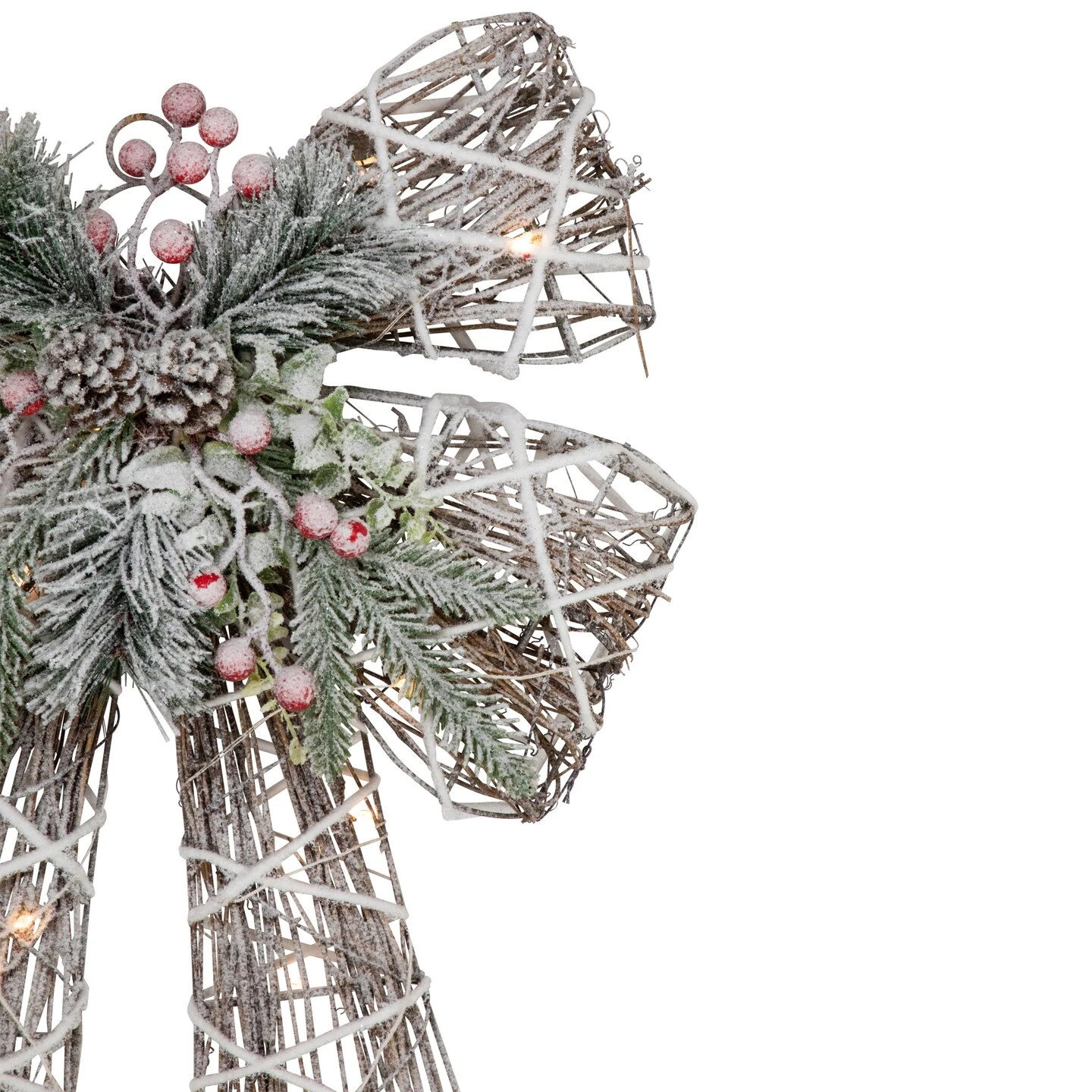 Northlight 23" LED Lighted Frosted Rattan Christmas Bow Decoration Brown 6 Northlight 23" LED Lighted Frosted Rattan Christmas Bow Decoration Brown - Image 4