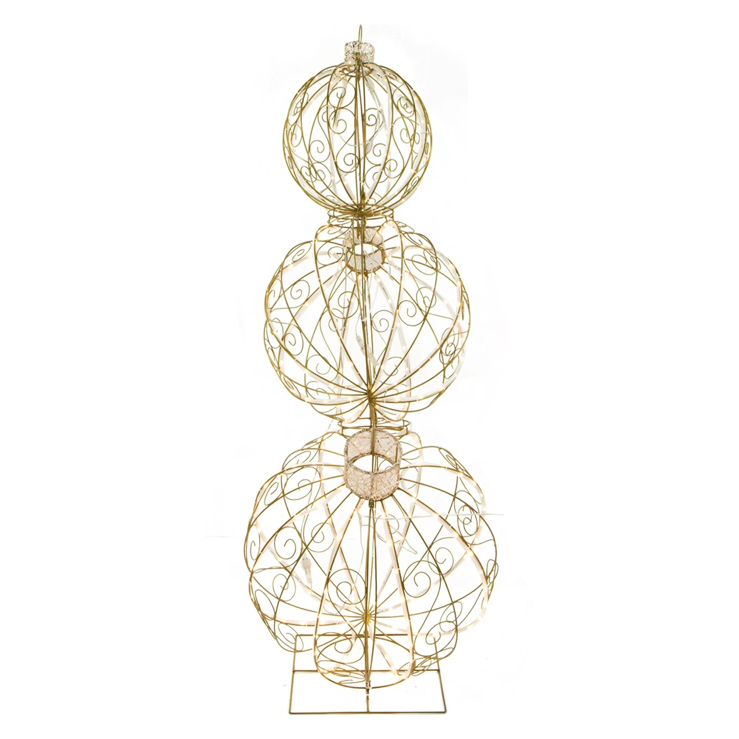 Northlight Open Design Stacked Christmas Ornaments Outdoor Decoration - 51" - Gold - Warm White 7 Northlight Open Design Stacked Christmas Ornaments Outdoor Decoration - 51" - Gold - Warm White - Image 5