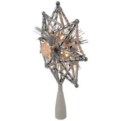 Northlight 8" Lighted Silver Tinsel Star Christmas Tree Topper - Clear Lights, White Wire 15 Northlight 8" Lighted Silver Tinsel Star Christmas Tree Topper - Clear Lights, White Wire -Northlight 4612210293351531744