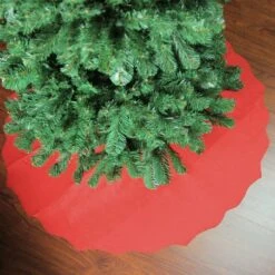Northlight Christmas Tree Skirt With Scalloped Edge- 38" - Red -Northlight 4612210293532935392 2