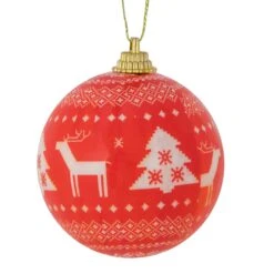 Northlight Nordic Decoupage Christmas Ball Ornaments - 2.25" (60mm) - 14pc Red -Northlight 4612210293777450208