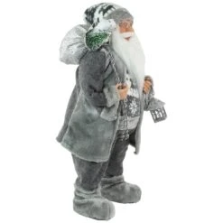 Northlight 24" Gray And White Santa Claus With Lantern Christmas Figure -Northlight 4612210294162080992