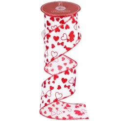 Northlight Glittered Hearts Valentine's Day Wired Craft Ribbon-2.5" X 10 Yards - White And Red 12 Northlight Glittered Hearts Valentine's Day Wired Craft Ribbon-2.5" X 10 Yards - White And Red -Northlight 4612212745644576944