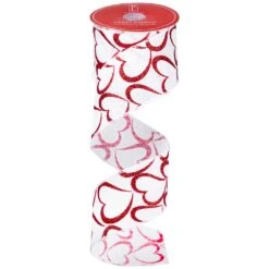 Northlight Glitter Hearts Valentine's Wired Craft Ribbon - 2.5" X 10 Yards - White And Red -Northlight 4612212745745240240