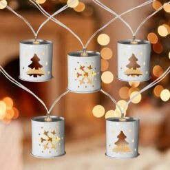 Northlight LED Mini Metal Lanterns Christmas Light Set - 6.25' Clear Wire - 10ct White 10 Northlight LED Mini Metal Lanterns Christmas Light Set - 6.25' Clear Wire - 10ct White -Northlight 4612222153081185424 1