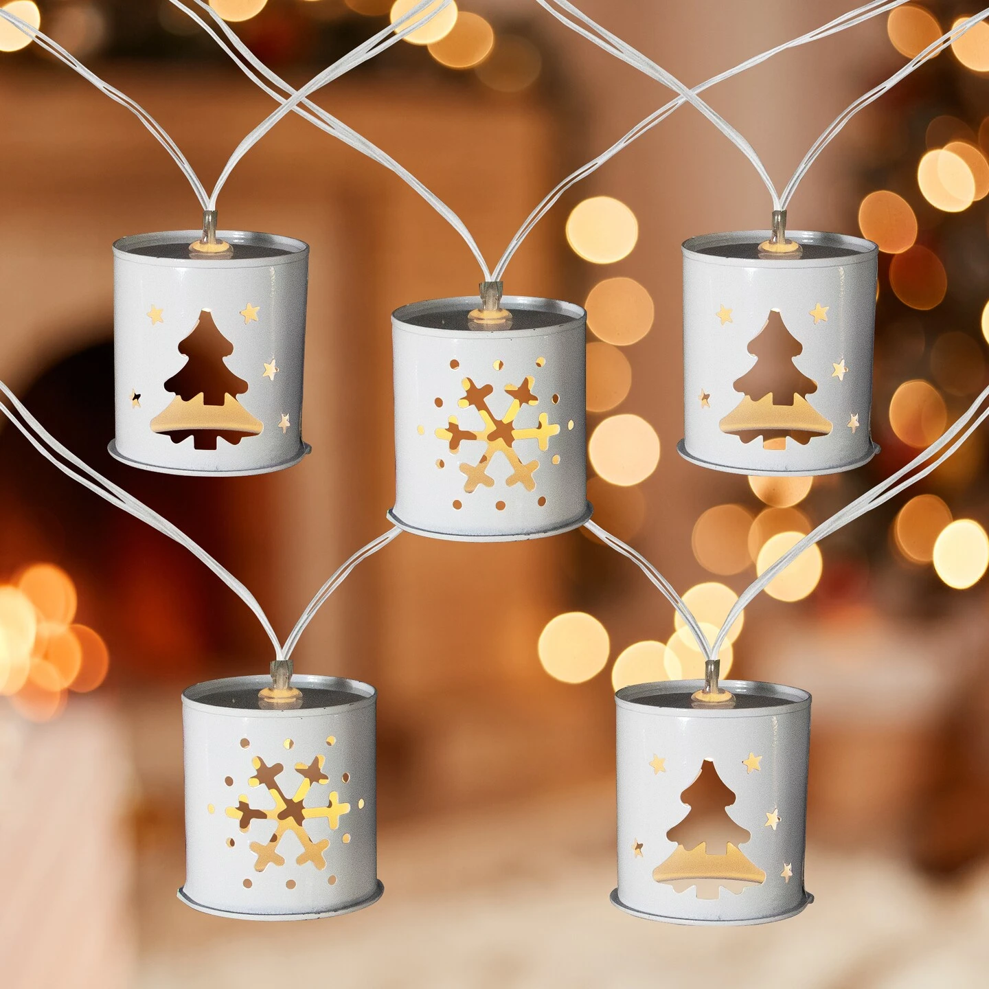 Northlight LED Mini Metal Lanterns Christmas Light Set - 6.25' Clear Wire - 10ct White 3 Northlight LED Mini Metal Lanterns Christmas Light Set - 6.25' Clear Wire - 10ct White