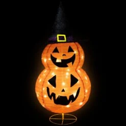 Northlight LED Lighted Jack-O-Lanterns In Witch's Hat Outdoor Halloween Decoration - 34" Orange -Northlight 4612226657128186800