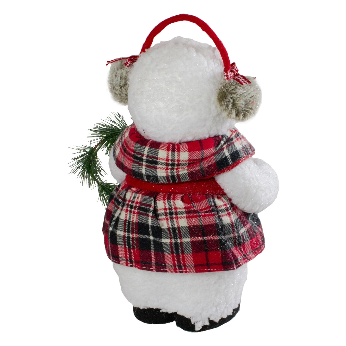 Northlight Plush Girl Snowman With Ear Muffs And Wreath Christmas Figure - 12" White 7 Northlight Plush Girl Snowman With Ear Muffs And Wreath Christmas Figure - 12" White - Image 5