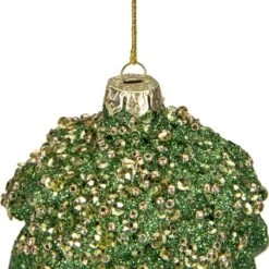 Northlight 5.5" Green And Gold Glitter Beaded Pine Cone Christmas Ornament -Northlight 4612229838667662560