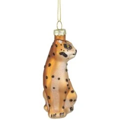 Northlight Standing Leopard Glass Christmas Ornament - 4" - Black And Orange -Northlight 4612229838680245472
