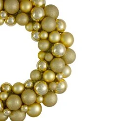 Northlight 3-Finish Shatterproof Ball Christmas Wreath - 24" - Vegas Gold - Unlit -Northlight 4612229838713799904