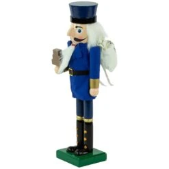 Northlight 14" Blue And Gold Wooden Mail Carrier Christmas Nutcracker -Northlight 4612229838881768672