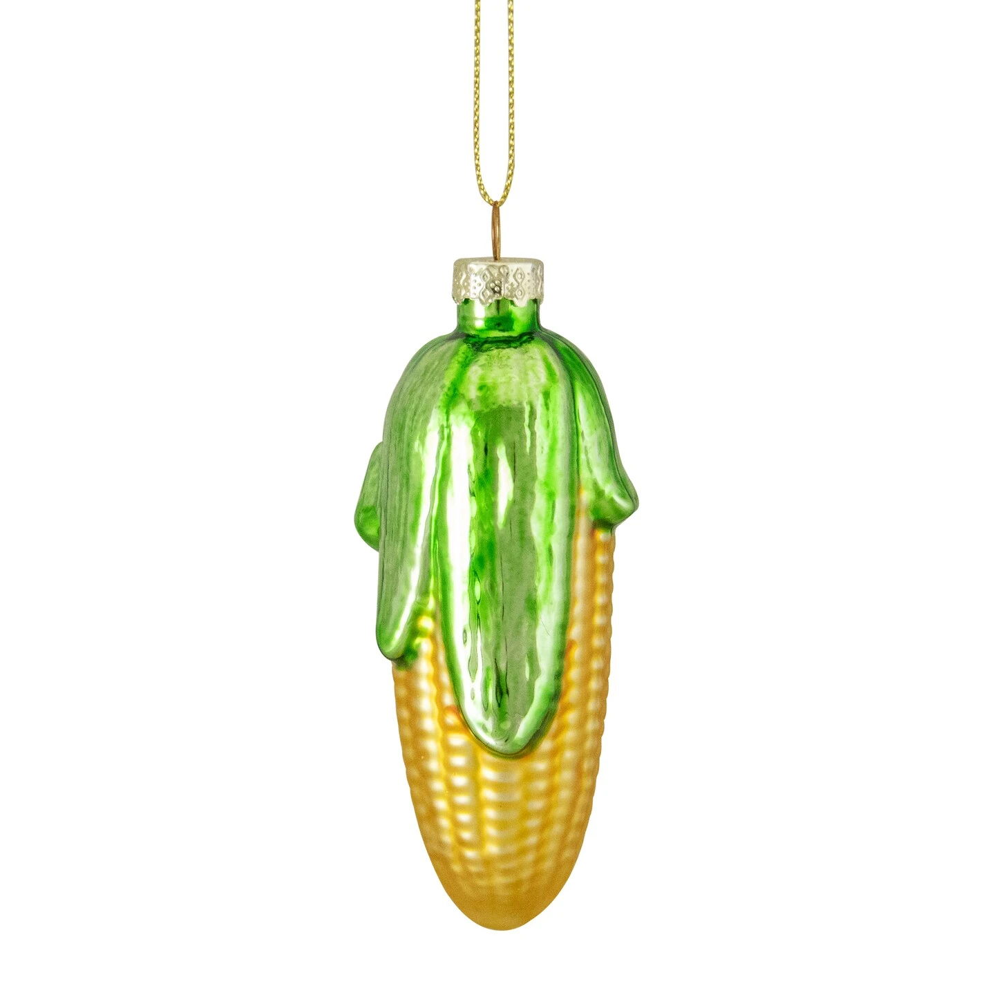 Northlight 4" Yellow And Green Corn On The Cob Glass Christmas Ornament 6 Northlight 4" Yellow And Green Corn On The Cob Glass Christmas Ornament - Image 4