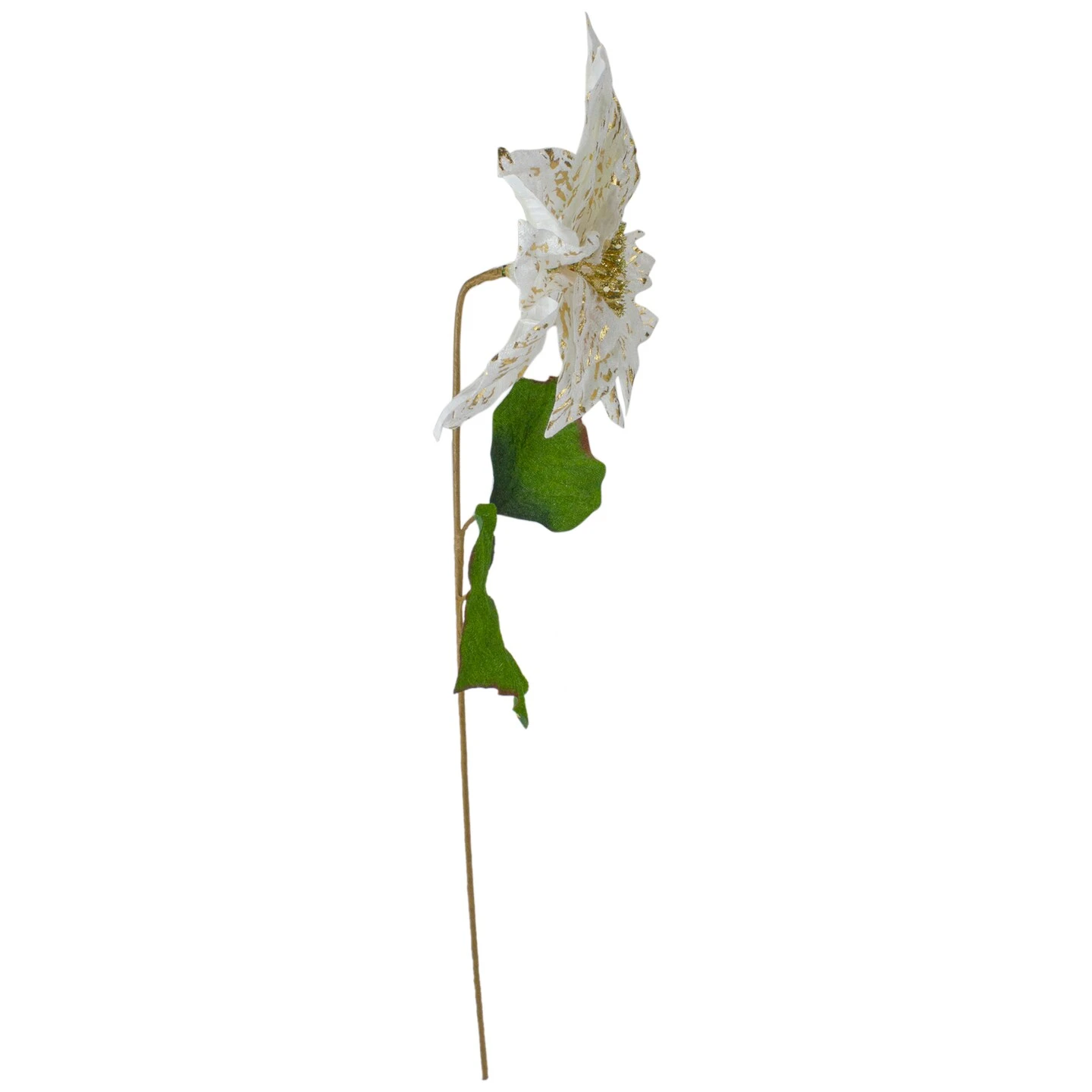 Northlight 24"White And Gold Artificial Christmas Poinsettia Flower 7 Northlight 24"White And Gold Artificial Christmas Poinsettia Flower - Image 5
