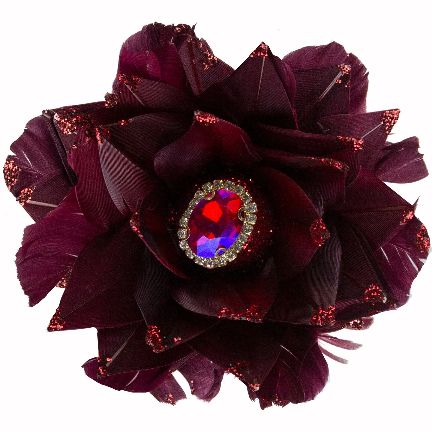 Northlight 20.75" Deep Red Feather Peony Artificial Christmas Floral Pick 6 Northlight 20.75" Deep Red Feather Peony Artificial Christmas Floral Pick - Image 4