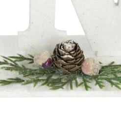 Northlight Noel And Snowflake Christmas Sign With Pinecone Holly - 10.25" - White And Silver -Northlight 4612229839305393376
