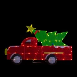Northlight 36" LED Lighted Red Truck With Christmas Tree Outdoor Decoration -Northlight 4612229839317976288