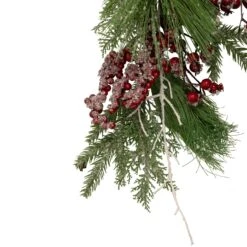 Northlight 28" Frosted Red Berries And Pine Cones Artificial Christmas Teardrop Swag Green -Northlight 4612229839361819872