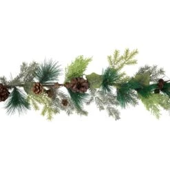Northlight 5' X 6" Pine Cone And Cedar Artificial Christmas Garland, Unlit Green -Northlight 4612229839401862368