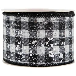 Northlight Black And White Gingham Wired Craft Ribbon 2.5" X 10 Yards -Northlight 4612229839513011424