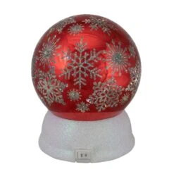 Northlight LED Lighted Shiny Snowflake Water Globe Decoration - 6.5" - Red - Warm White 12 Northlight LED Lighted Shiny Snowflake Water Globe Decoration - 6.5" - Red - Warm White -Northlight 4612229839942730976