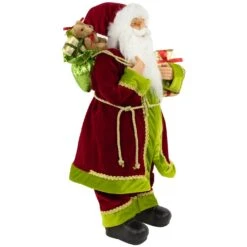 Northlight 24" Red And Bright Green Standing Santa With Presents Christmas Figure -Northlight 4612229839999026400
