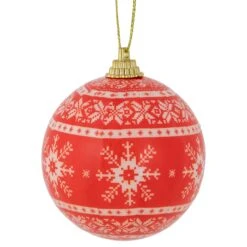Northlight Nordic Decoupage Christmas Ball Ornaments - 2.25" (60mm) - 14pc Red -Northlight 4612229840173614304