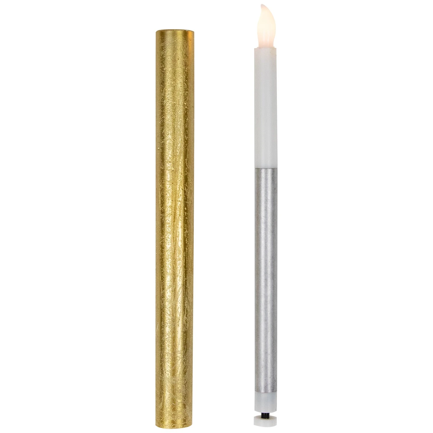 Northlight Set Of 4 Textured Gold-tone LED Flameless Flickering Taper Candles 9.5" 8 Northlight Set Of 4 Textured Gold-tone LED Flameless Flickering Taper Candles 9.5" - Image 6