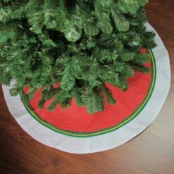 Northlight Traditional Christmas Tree Skirt With Ribbon Trim - 36" - Red And White