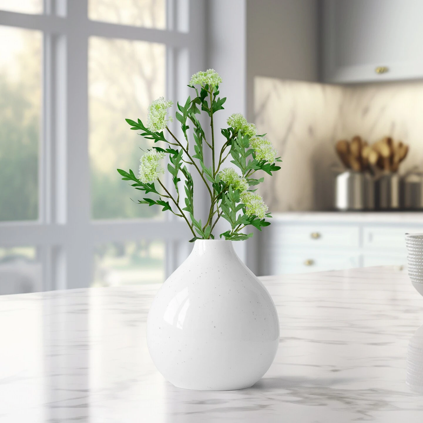 Northlight Finch Laceflower Artificial Floral Sprays- 27" - White And Green - Set Of 6 3 Northlight Finch Laceflower Artificial Floral Sprays- 27" - White And Green - Set Of 6