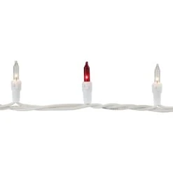 Northlight Mini Incandescent Christmas Lights - Red And Clear - 10' White Wire - 50ct -Northlight 4612237426107607056