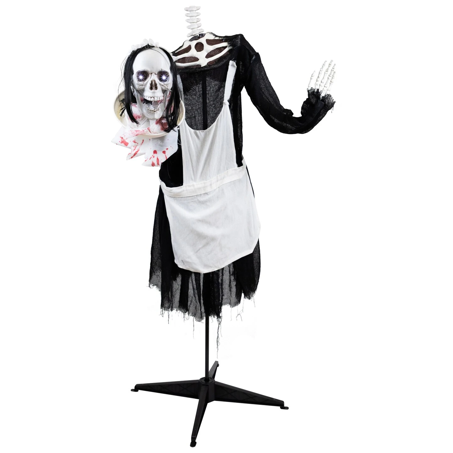 Northlight LED Lighted And Animated Skeleton Maid Head-in-Hand Halloween Figure - 57" Black 5 Northlight LED Lighted And Animated Skeleton Maid Head-in-Hand Halloween Figure - 57" Black - Image 3
