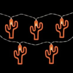 Northlight LED Cactus Patio Light Set - Orange - 4' Clear Wire - 10ct 13 Northlight LED Cactus Patio Light Set - Orange - 4' Clear Wire - 10ct -Northlight 466362059228336