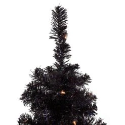 Northlight Pre-Lit Slim Artificial Tinsel Halloween Tree - 4' - Black - Clear Lights -Northlight 467036660761264