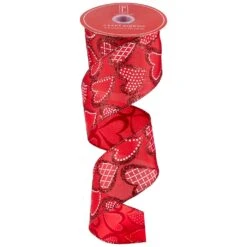 Northlight Hearts Valentine's Day Glittered Wired Craft Ribbon - 2.5" X 10 Yards - Red And White 12 Northlight Hearts Valentine's Day Glittered Wired Craft Ribbon - 2.5" X 10 Yards - Red And White -Northlight 46852668690608