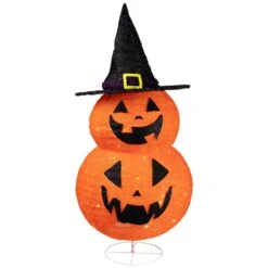 Northlight LED Lighted Jack-O-Lanterns In Witch's Hat Outdoor Halloween Decoration - 34" Orange -Northlight 469153265124272