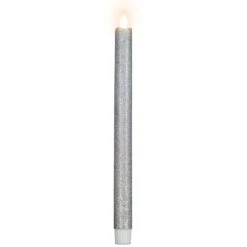 Northlight LED Flameless Flickering Taper Glittered Christmas Candles - 11" - Silver - Set 2 -Northlight 472479602719536