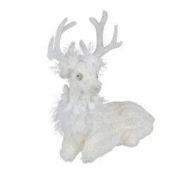 Northlight Cable Knit Sweater Sitting Reindeer Christmas Figure - 9.75" White 12 Northlight Cable Knit Sweater Sitting Reindeer Christmas Figure - 9.75" White -Northlight 472543215568096