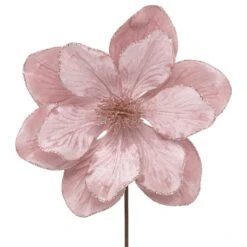 Northlight 23" Glittered Pink Magnolia Christmas Stem Spray -Northlight 472543316034784