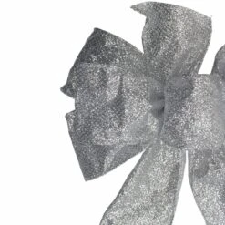 Northlight Glittered 6-Loop Christmas Bow Decoration - 9" X 14" - Silver -Northlight 472543446058208