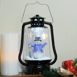 Northlight Lighted Musical Snowman Snowing Christmas Lantern - 13.5" - Black -Northlight 472543796282592