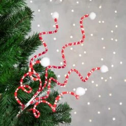 Northlight 24" Red And White Striped Candy Cane Curls Christmas Spray -Northlight 472543886460128