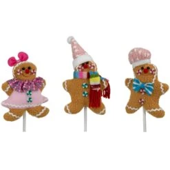 Northlight Plush Gingerbread Christmas Picks -10" - Set Of 3 Brown 16 Northlight Plush Gingerbread Christmas Picks -10" - Set Of 3 Brown -Northlight 472544322667744