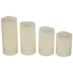 Northlight LED Flameless Flickering Wax Pillar Candles - 7" - Cream - Set Of 4 Ivory -Northlight 472544352224480