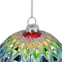 Northlight Glittered Harlequin Christmas Glass Ball Ornament - 3.75" - Rainbow Multi -Northlight 472544362513632