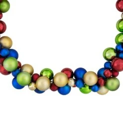 Northlight 2-Finish Shatterproof Christmas Ball Garland - 6' X 3.5" - Multi-Color - Unlit -Northlight 472544373196000