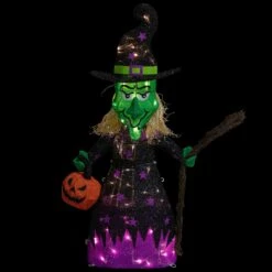 Northlight LED Lighted Witch With Broom Outdoor Halloween Decoration - 39"- Clear Lights Purple 16 Northlight LED Lighted Witch With Broom Outdoor Halloween Decoration - 39"- Clear Lights Purple -Northlight 472544410748128