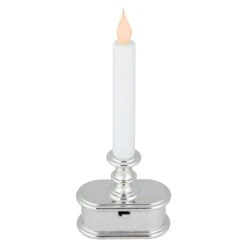 Northlight LED Lighted Window Candle With Base - 9.25" - White And Silver 13 Northlight LED Lighted Window Candle With Base - 9.25" - White And Silver -Northlight 472544452887776