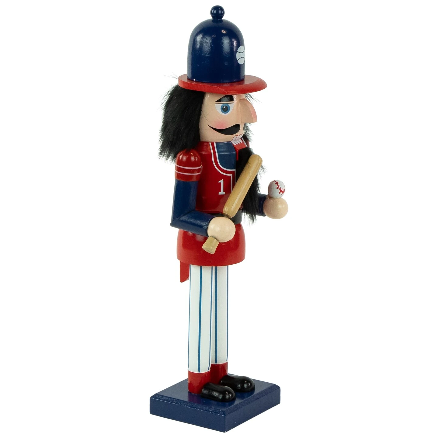 Northlight 14" Red And Blue Wooden Christmas Nutcracker Baseball Player 6 Northlight 14" Red And Blue Wooden Christmas Nutcracker Baseball Player - Image 4