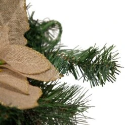 Northlight 28" Mixed Pine Berry And Poinsettia Artificial Christmas Teardrop Swag - Unlit Green -Northlight 472544563512544